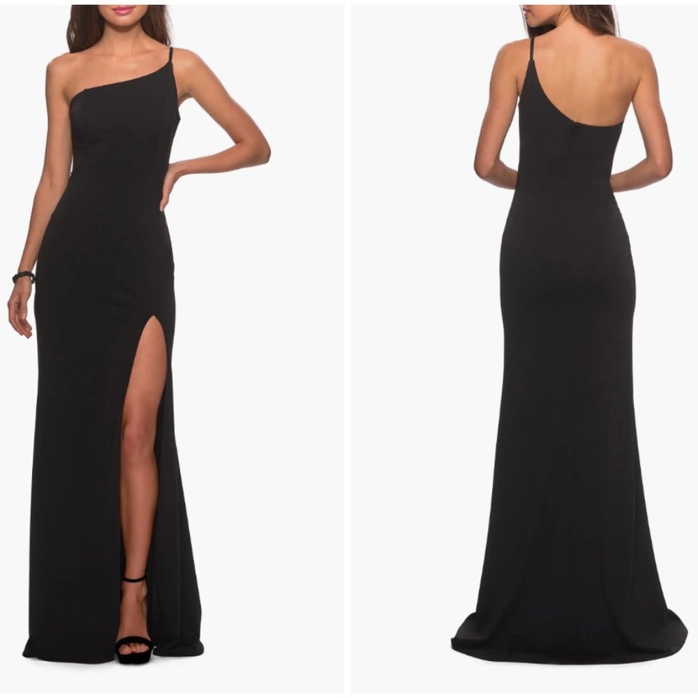 La Femme One-Shoulder Jersey Gown